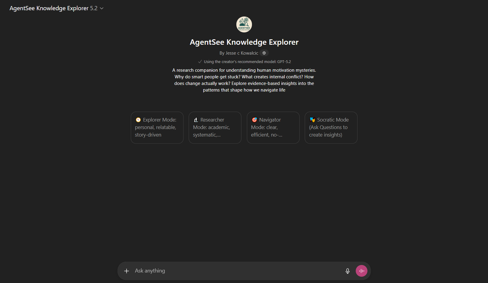 AgentSee Knowledge Explorer GPT interface