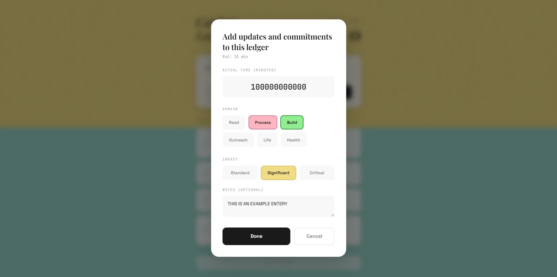 Caring Ledger Upon Completion